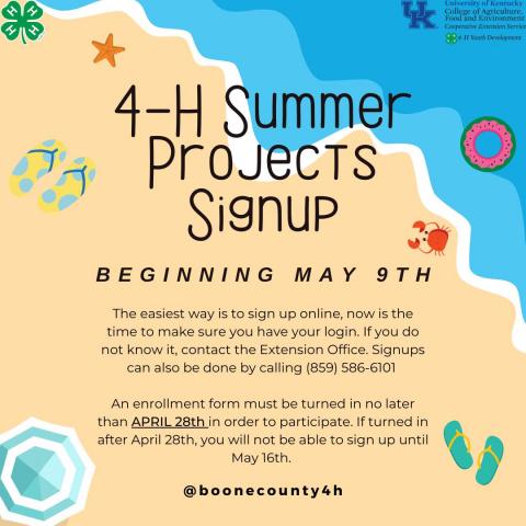 4-H summer project signup