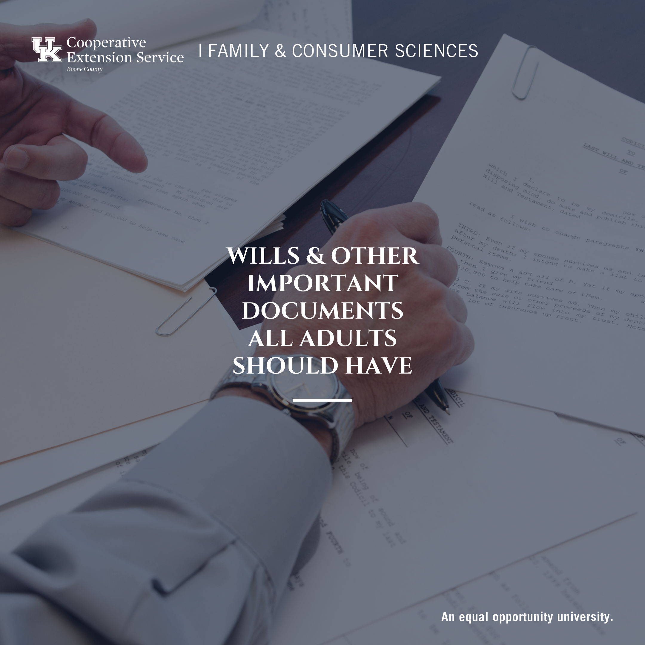 Wills & Other Important Documents All Adults Should Have program advertisement